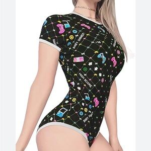 Cotton Romper Onesie Pajamas - Baby Gamer Print - Snap Buttons